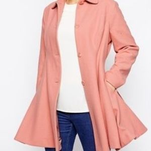 ASOS CURVE pink wool skater coat